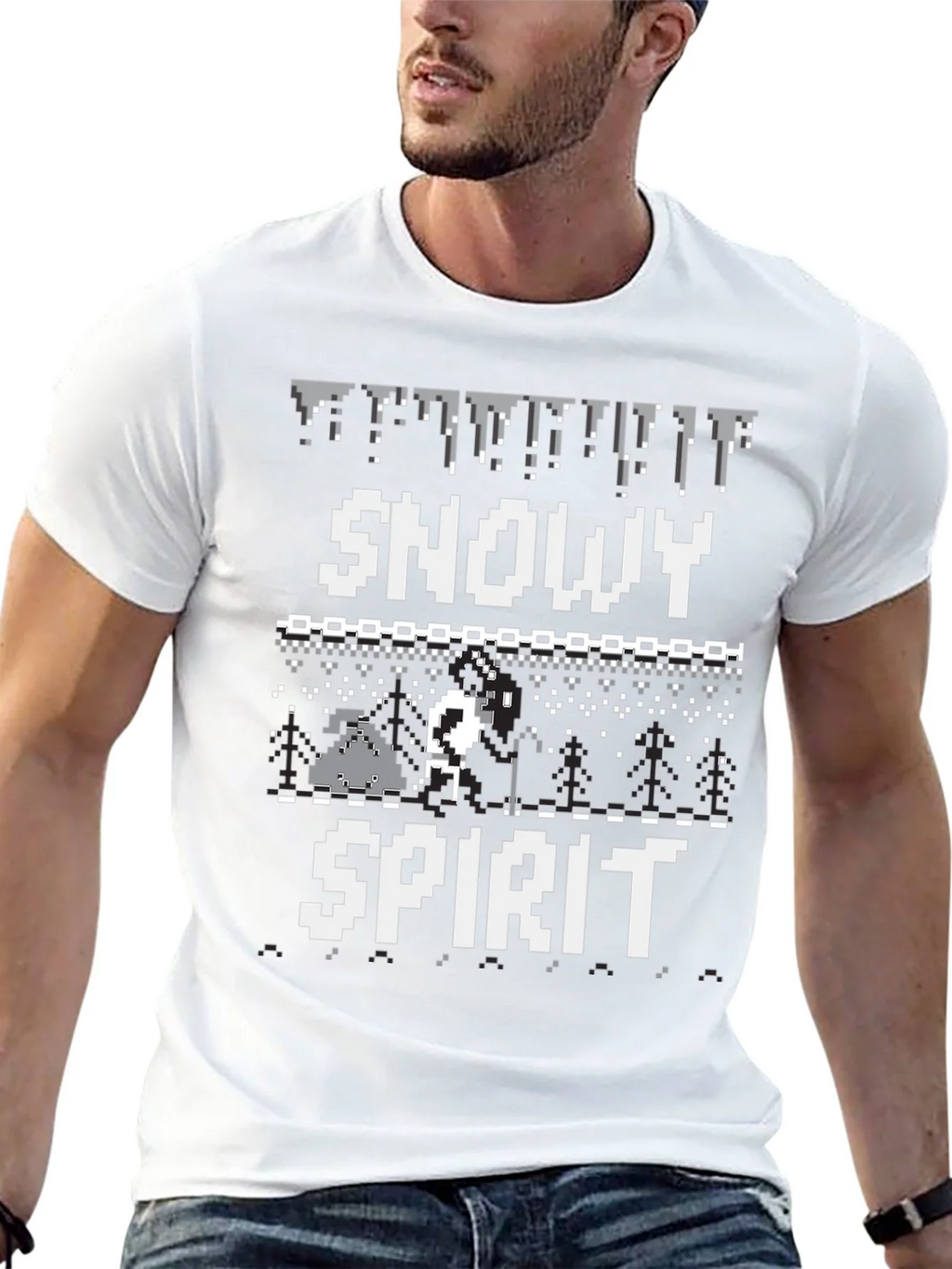 Snowy Spirit Pixel Art Graphic Tee product image 3