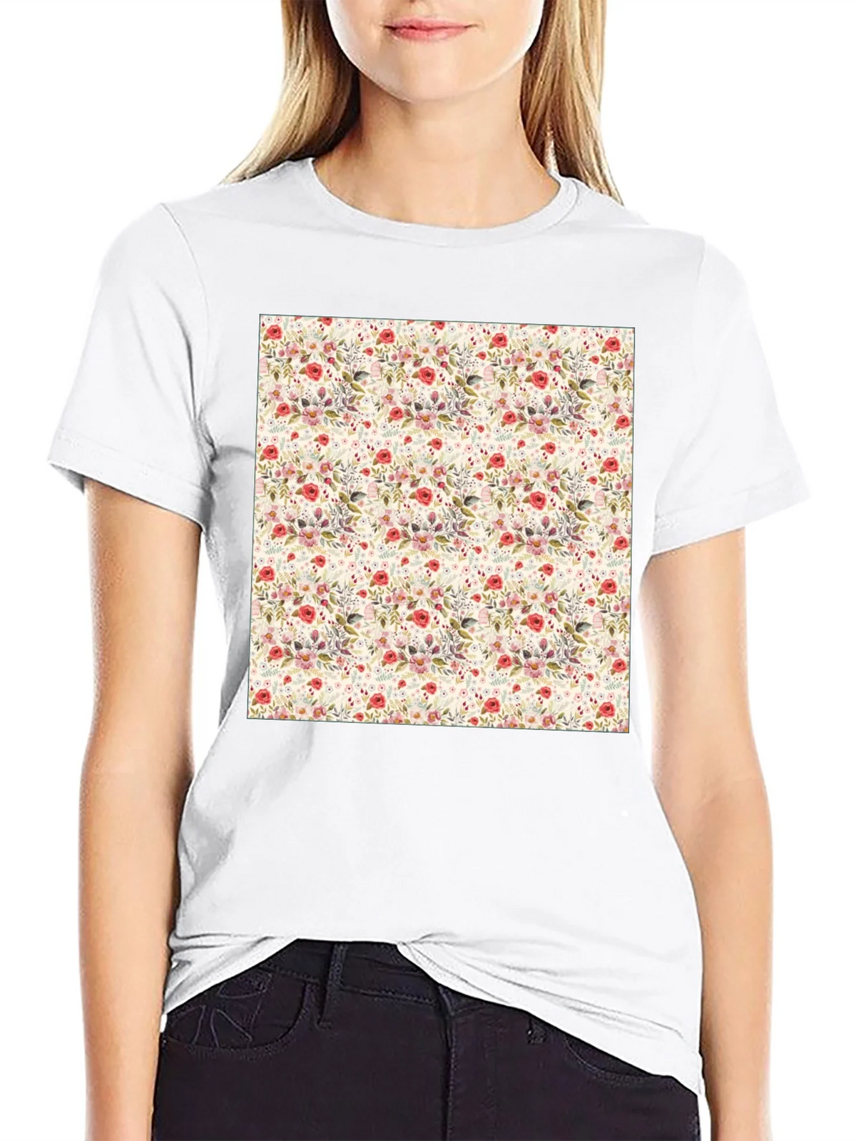 Floral Print Crew Neck Tee - Casual Style product image 8