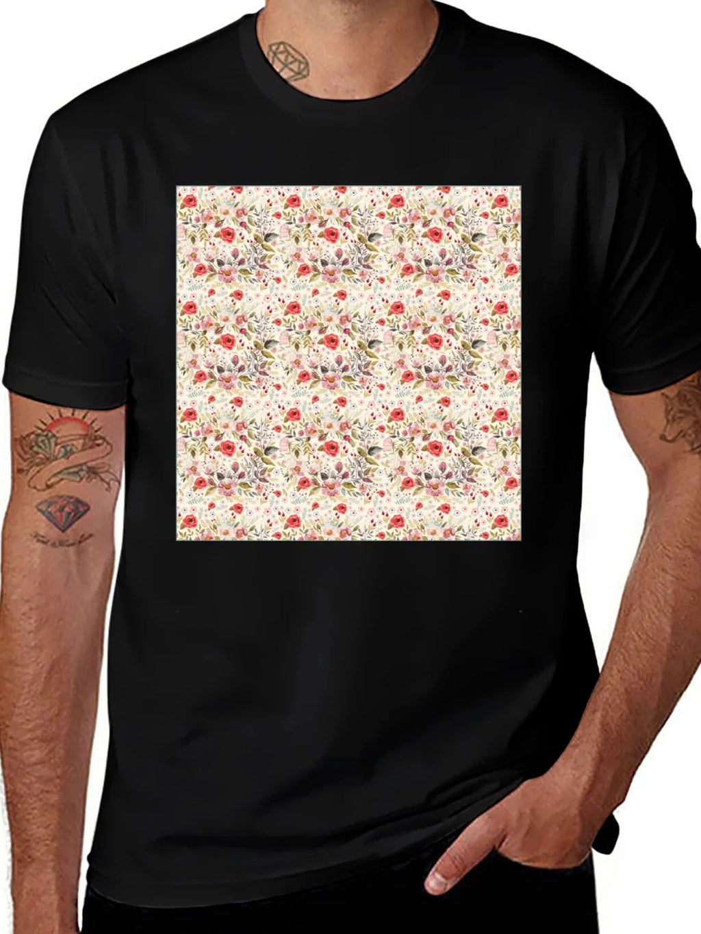 Floral Print Crew Neck Tee - Casual Style product image 1