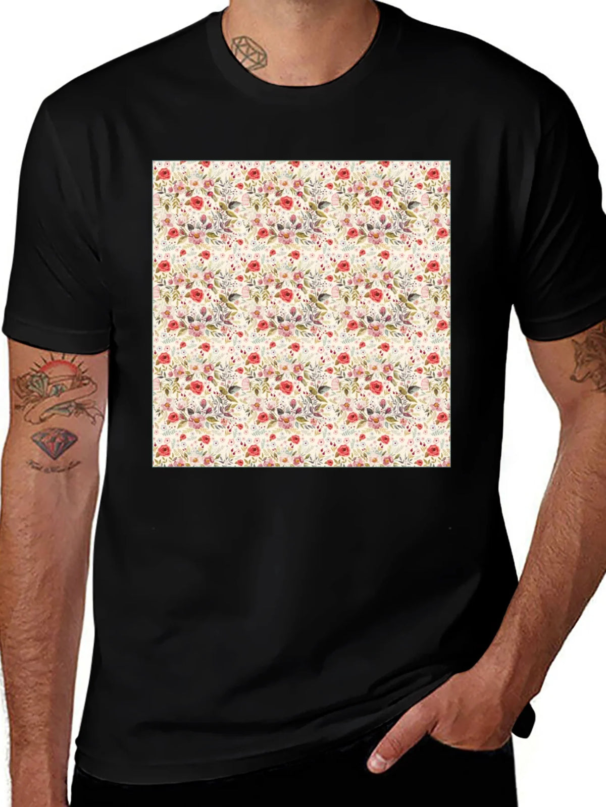 Floral Print Crew Neck Tee - Casual Style product image 1