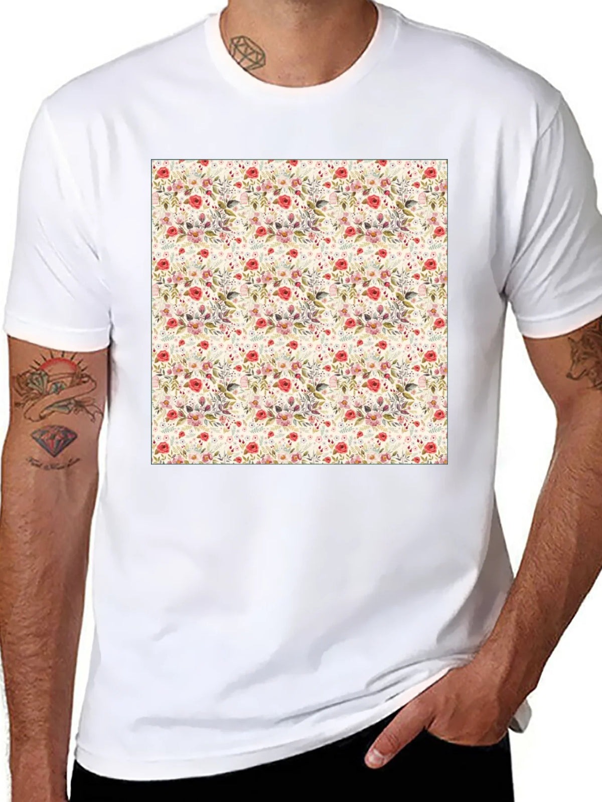 Floral Print Crew Neck Tee - Casual Style product image 7