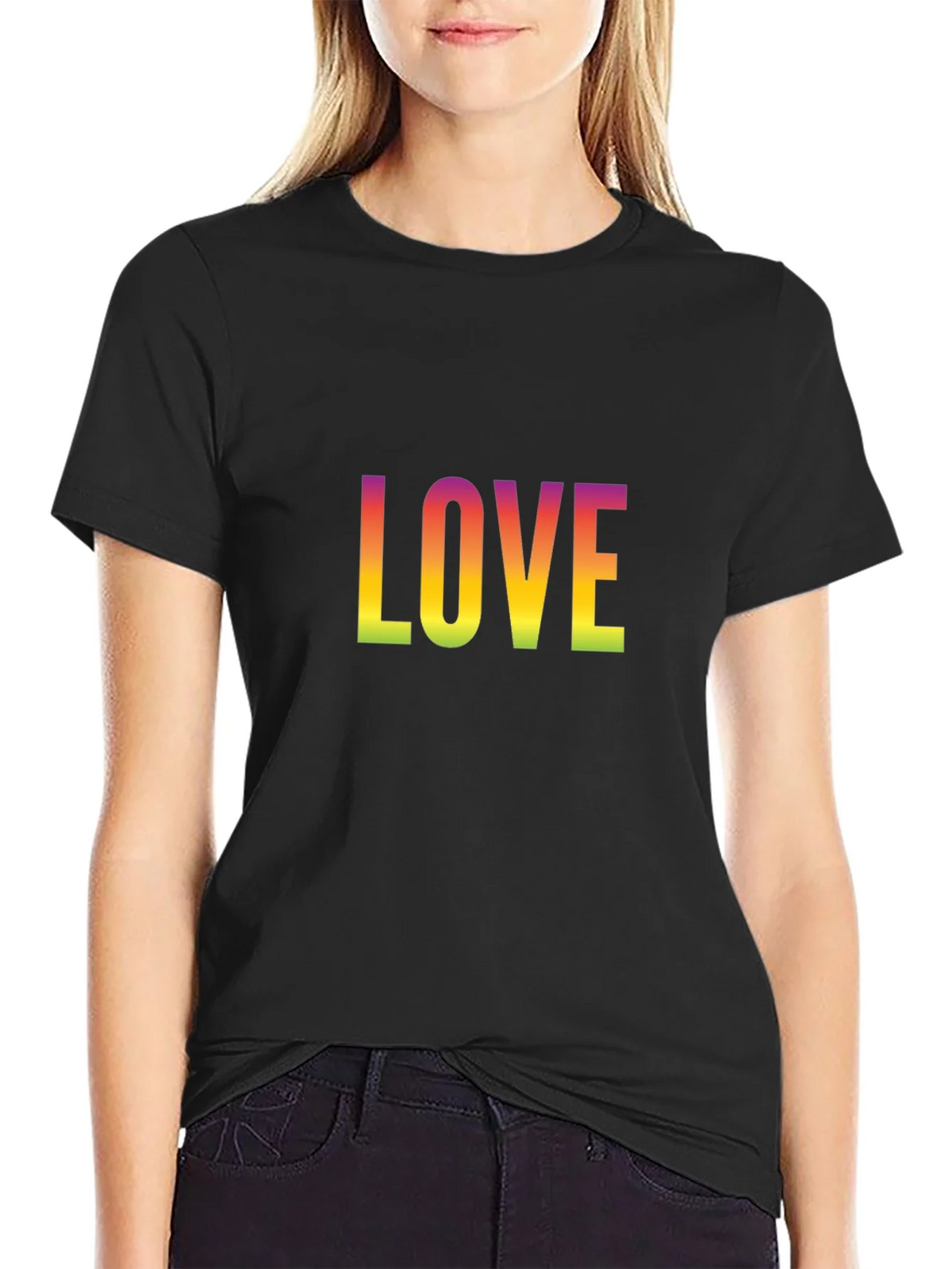 Rainbow Love Graphic Black T-Shirt product image 2