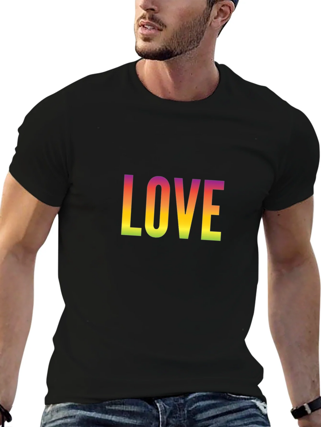Rainbow Love Graphic Black T-Shirt product image 6