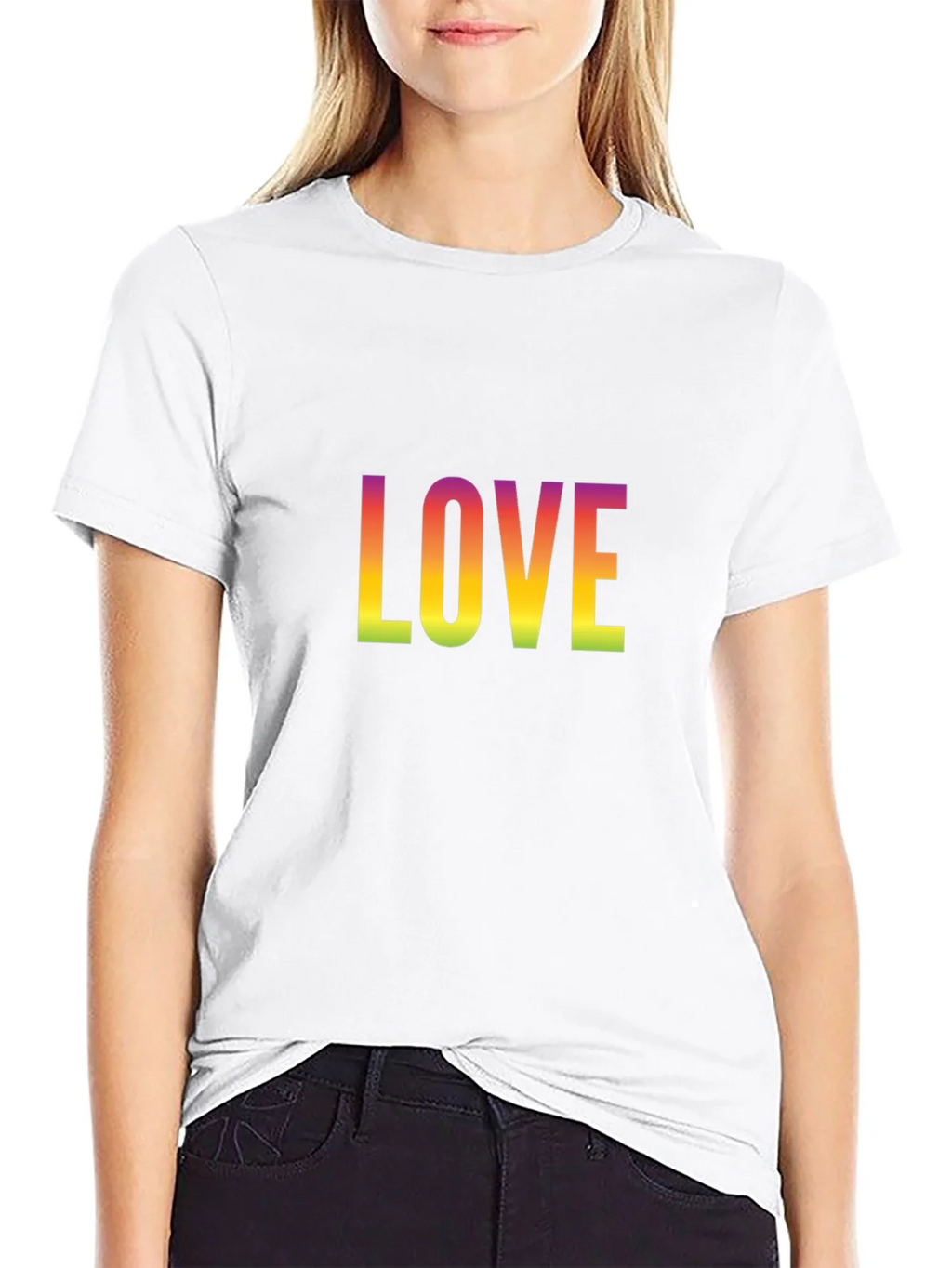 Rainbow Love Graphic Black T-Shirt product image 8