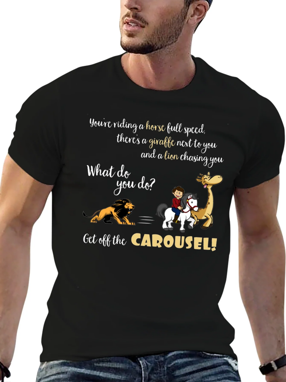 Carousel Horse Giraffe Lion T-Shirt product image 6