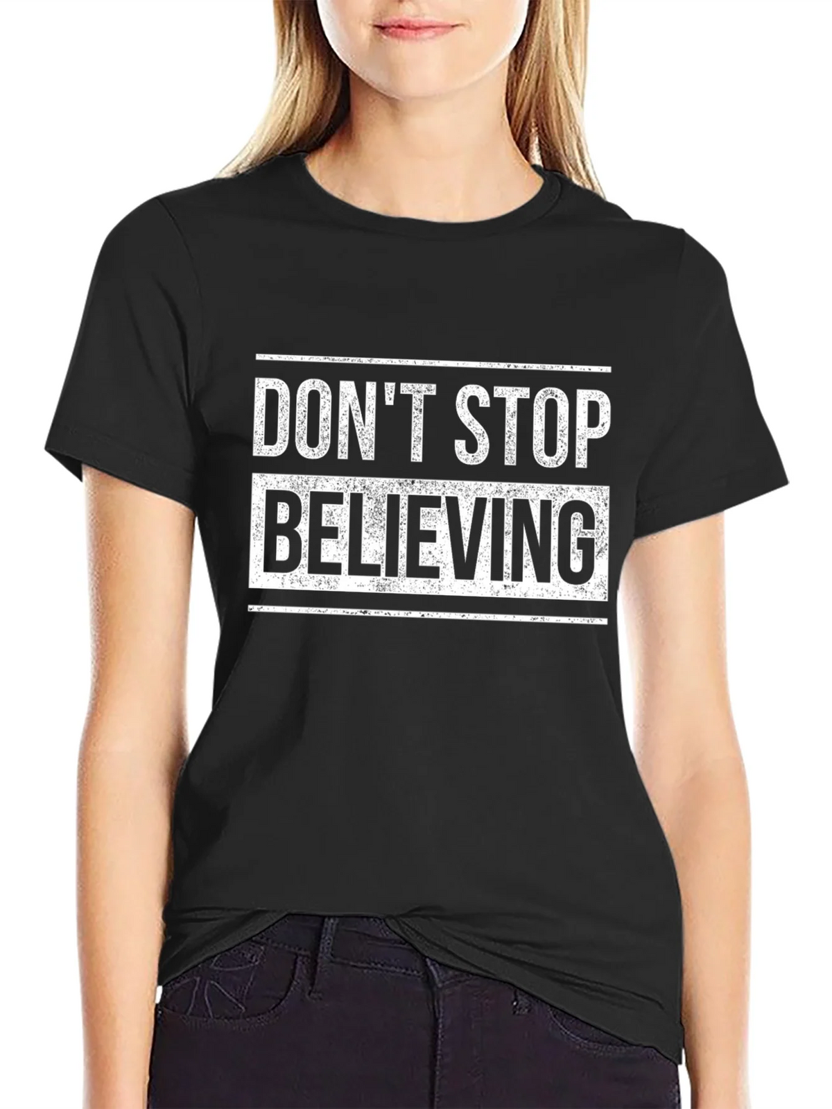 Dont Stop Believing Black Graphic Tee product image 2