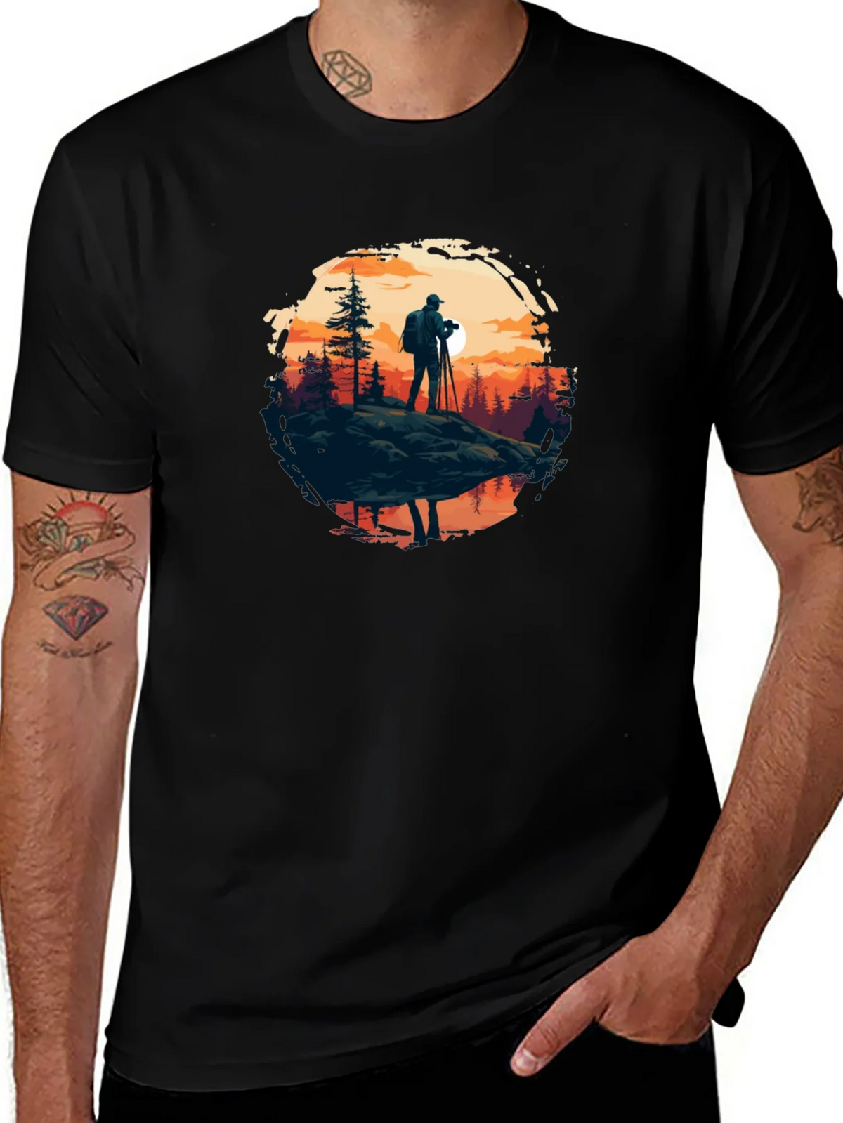 Photographer Nature Scene Black Tee product image 1
