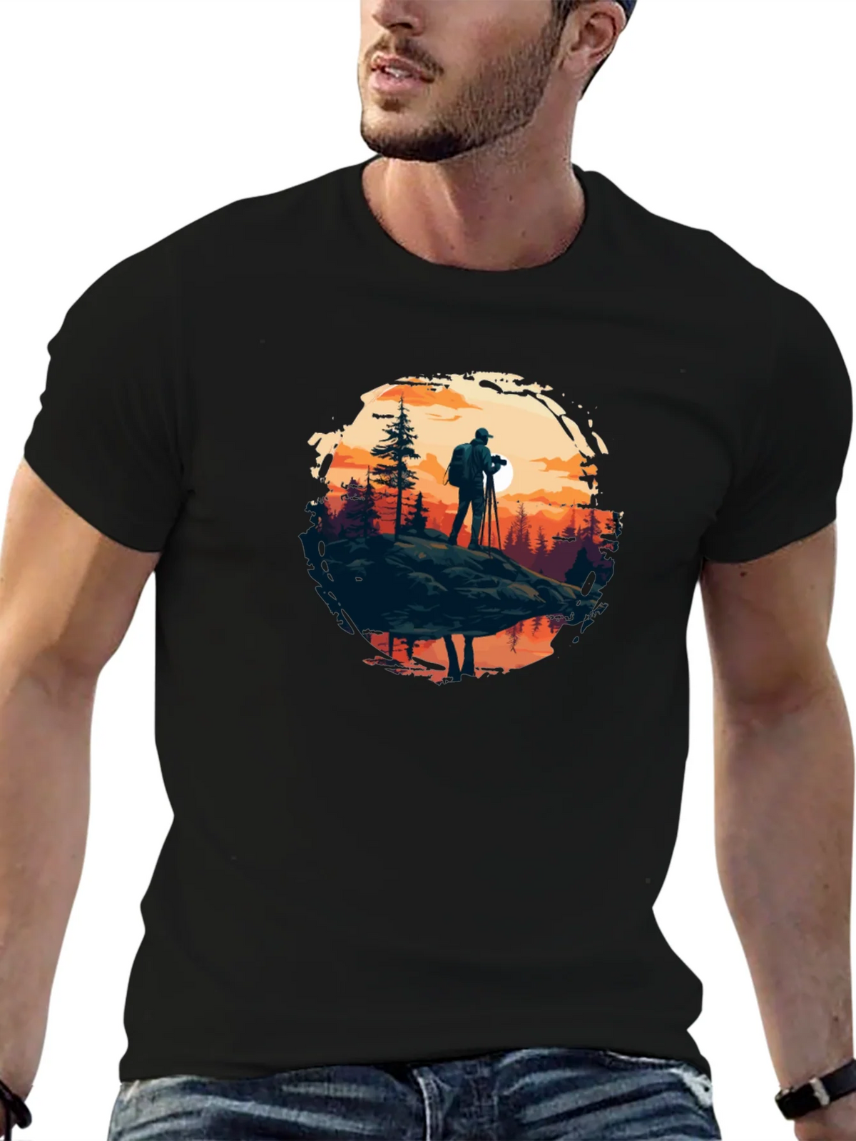 Photographer Nature Scene Black Tee product image 6