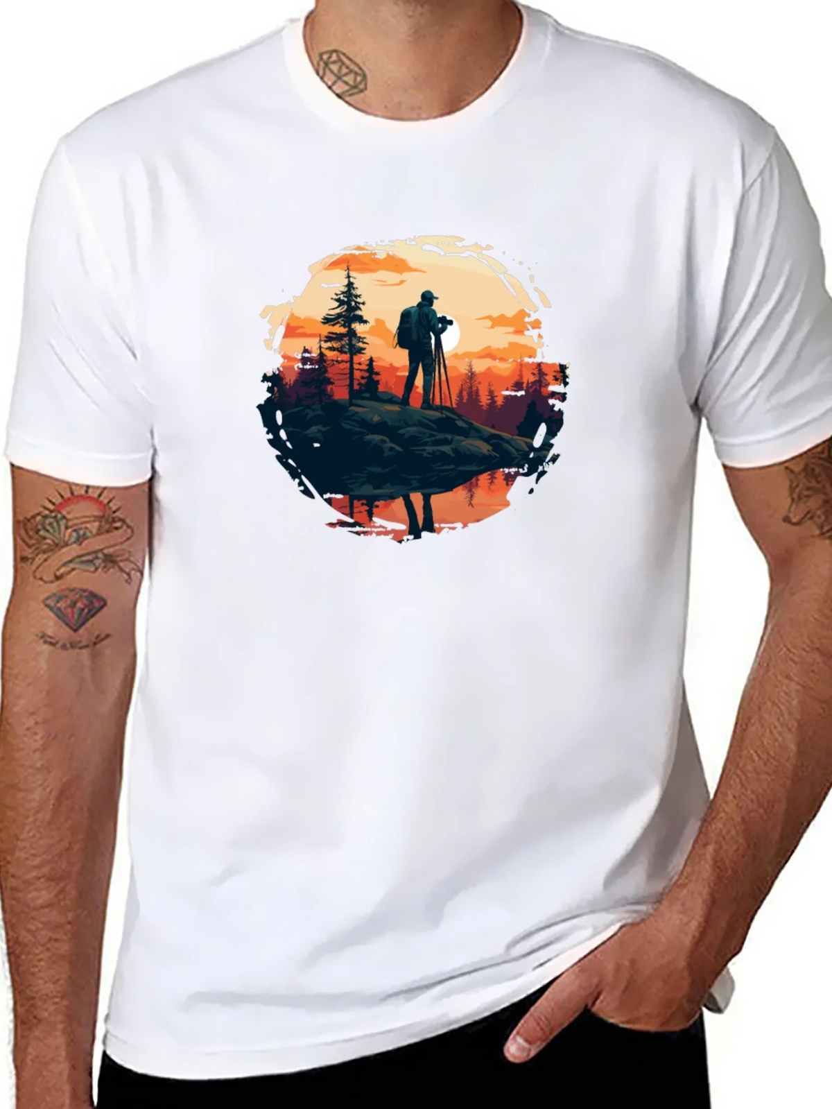 Photographer Nature Scene Black Tee product image 7