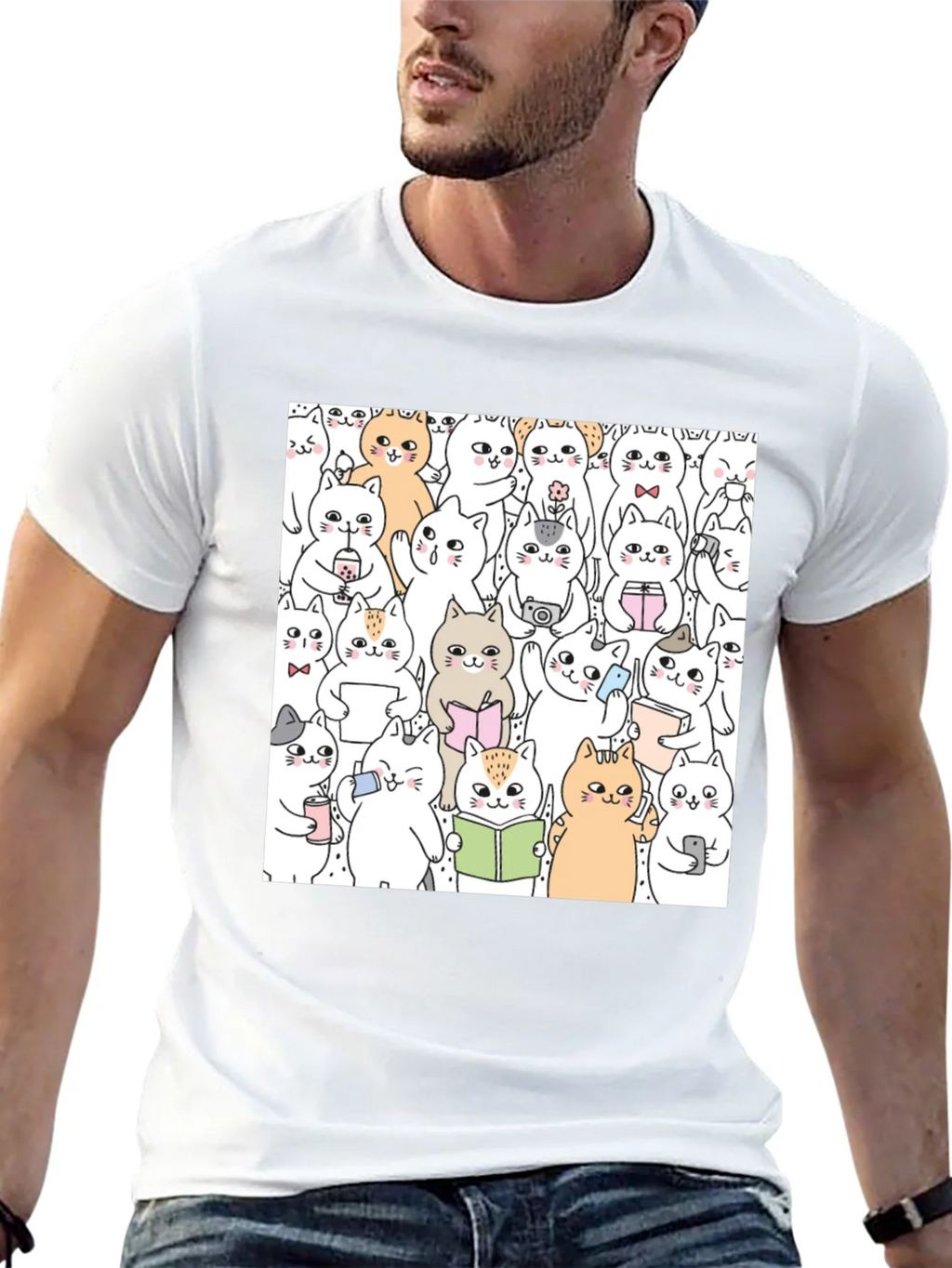 Kawaii Cats Graphic Tee - Cute Cartoon Kitten Shirt product image 12