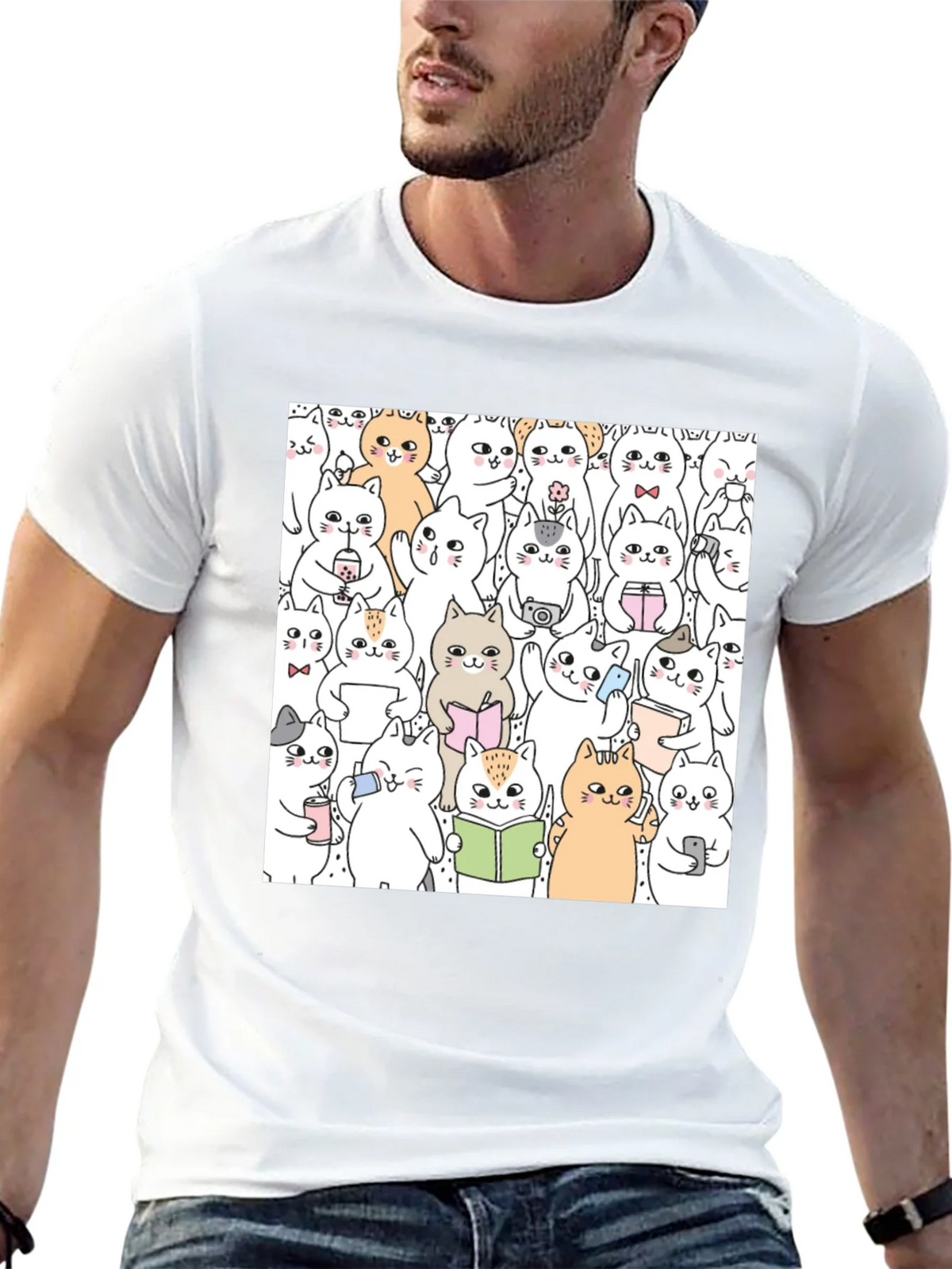 Kawaii Cats Graphic Tee - Cute Cartoon Kitten Shirt product image 12
