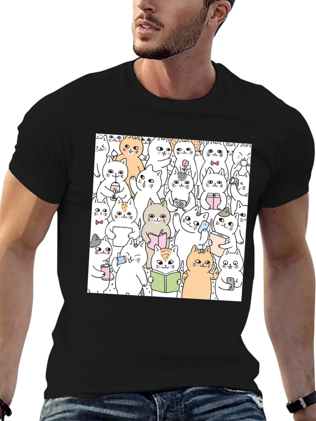 Kawaii Cats Graphic Tee - Cute Cartoon Kitten Shirt product image 6
