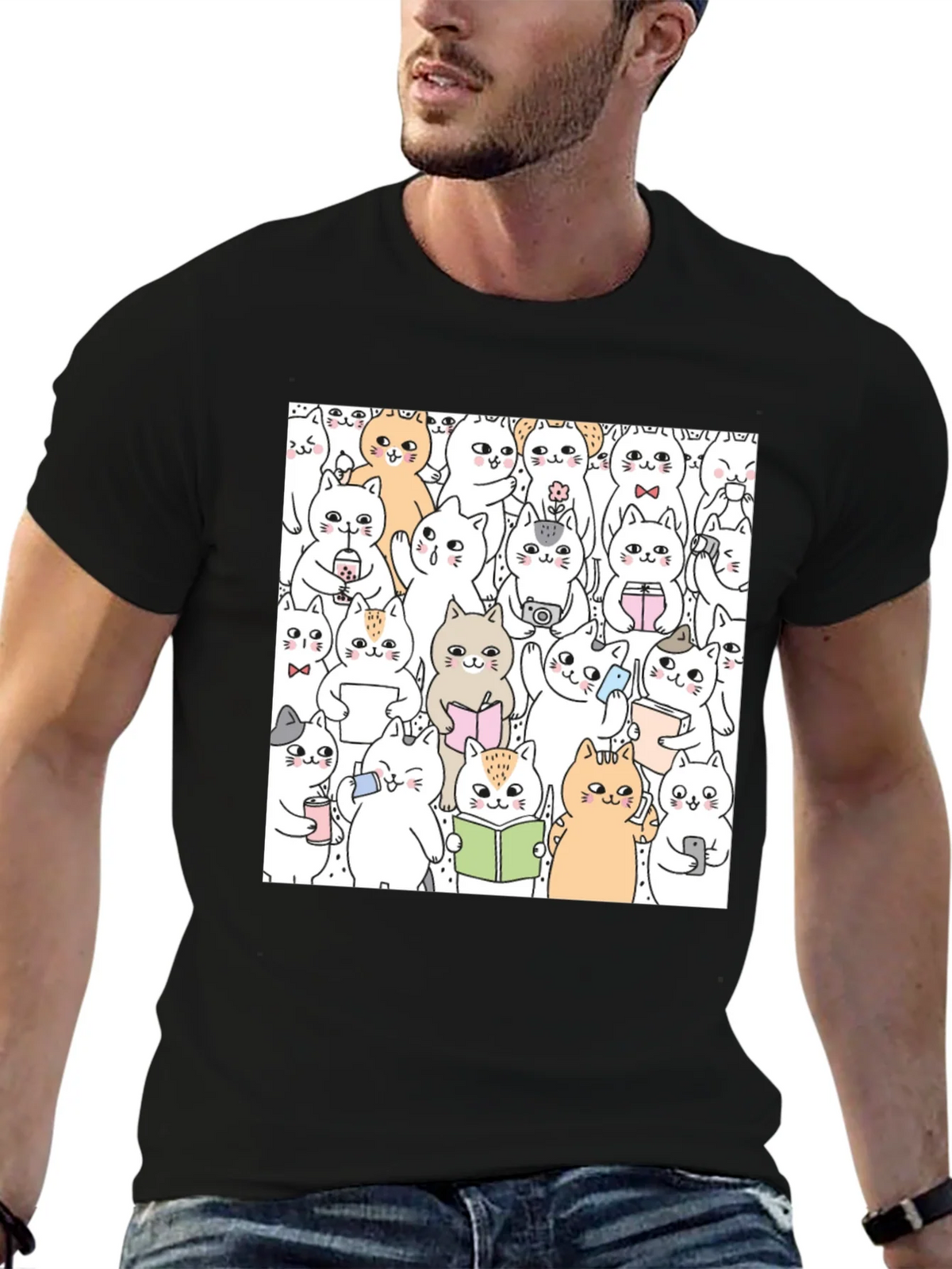 Kawaii Cats Graphic Tee - Cute Cartoon Kitten Shirt product image 6