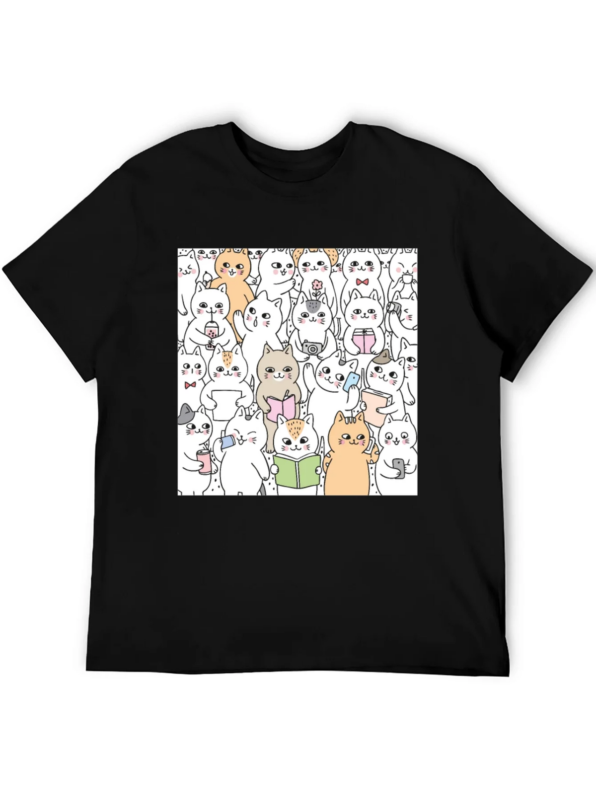 Kawaii Cats Graphic Tee - Cute Cartoon Kitten Shirt product image 5