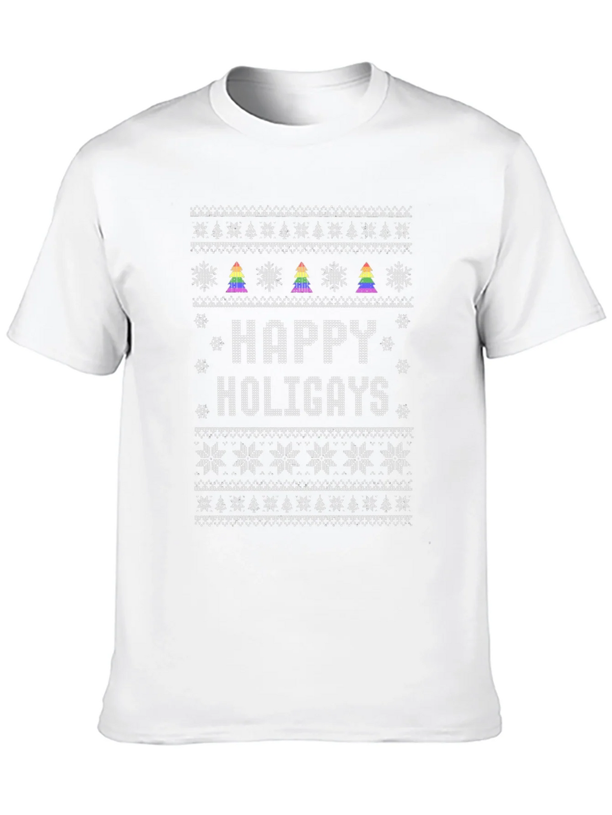 Happy Holigays Ugly Christmas Sweater LGBT Pride Tee product image 9