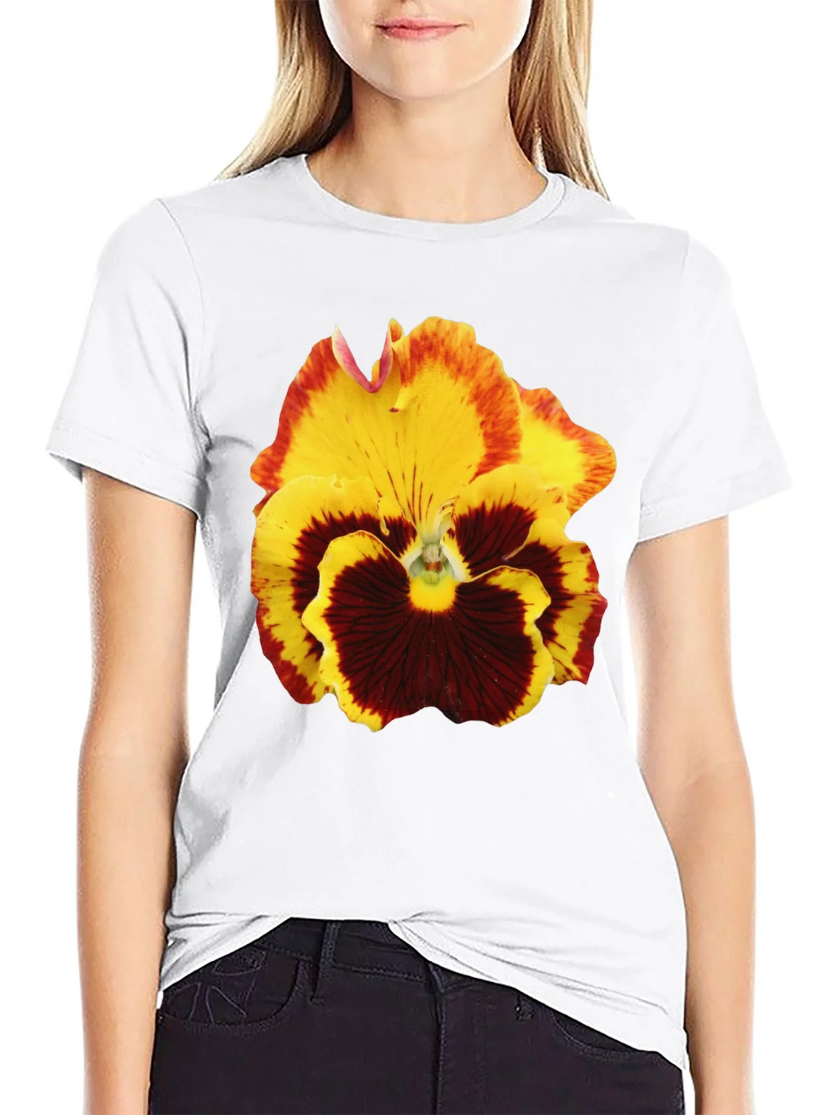Floral Print T-Shirt - Pansy Graphic Tee product image 8