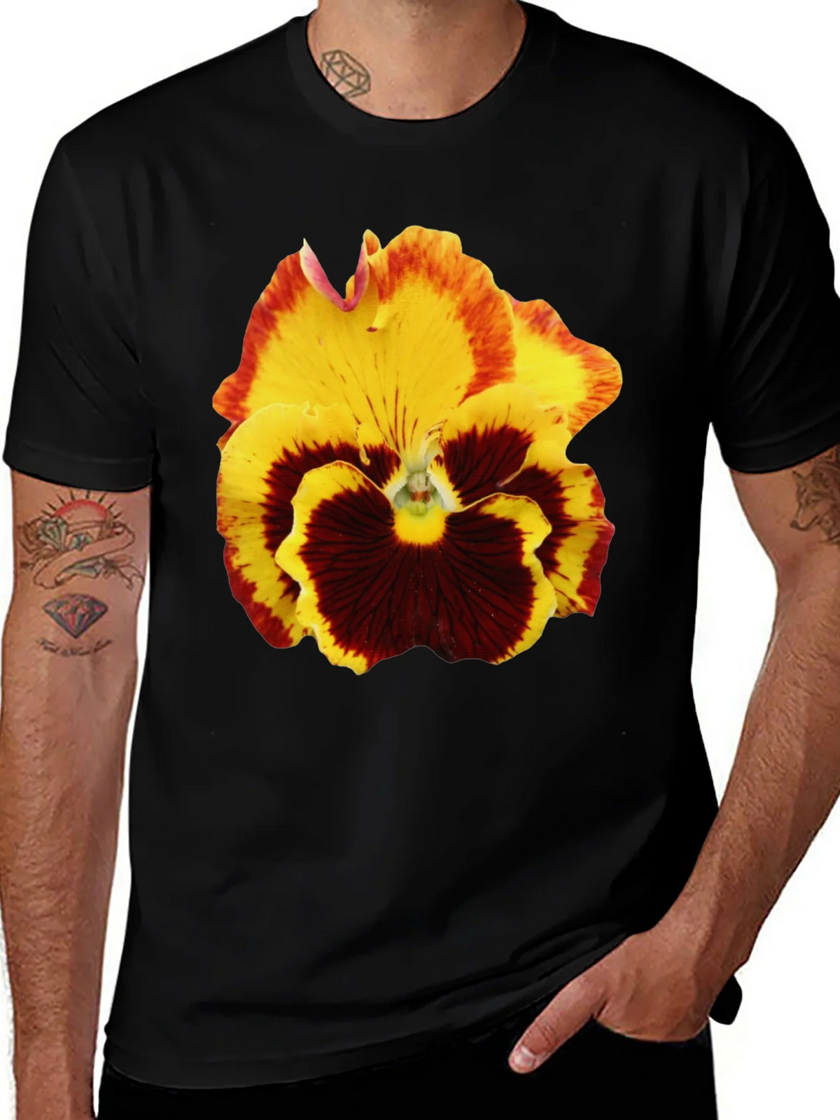 Floral Print T-Shirt - Pansy Graphic Tee product image 1