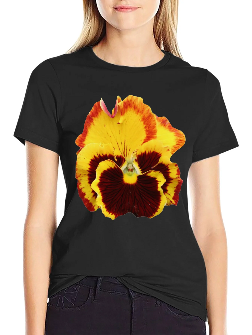 Floral Print T-Shirt - Pansy Graphic Tee product image 2