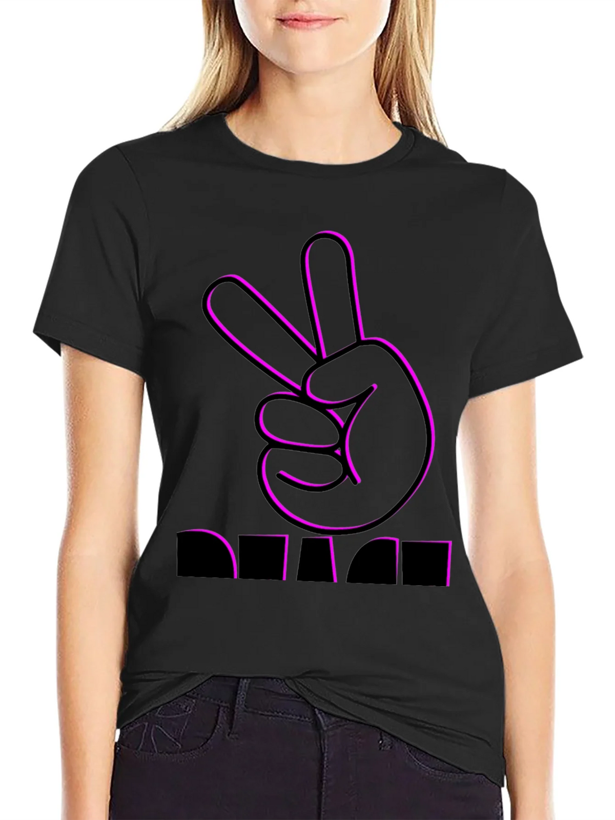 Peace Sign Graphic Tee - Black product image 2