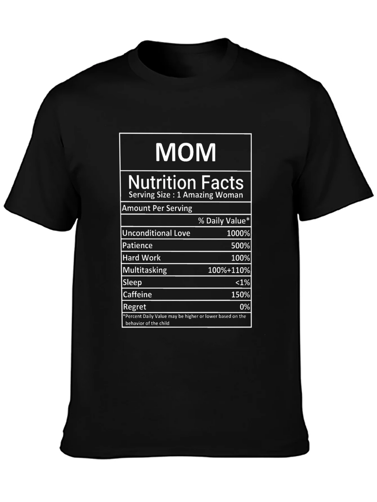Mom Nutrition Facts Black T-Shirt product image 3