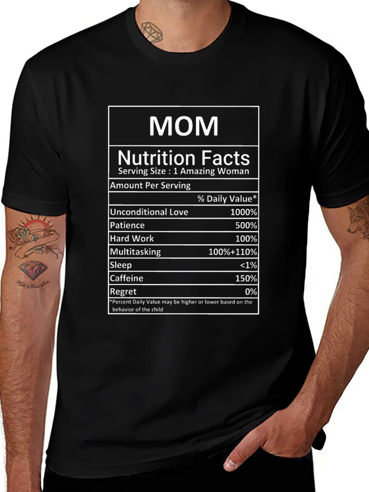 Mom Nutrition Facts Black T-Shirt product image 1