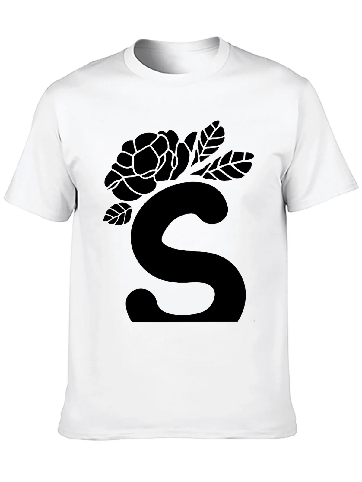 Elegant Black Floral S Initial T-Shirt product image 9