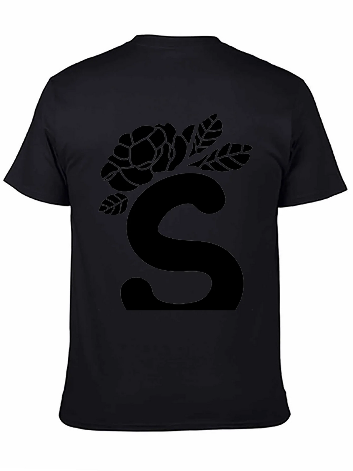 Elegant Black Floral S Initial T-Shirt product image 4