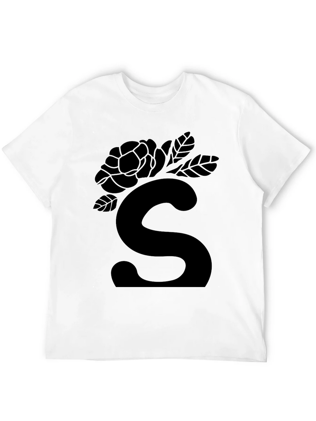 Elegant Black Floral S Initial T-Shirt product image 11