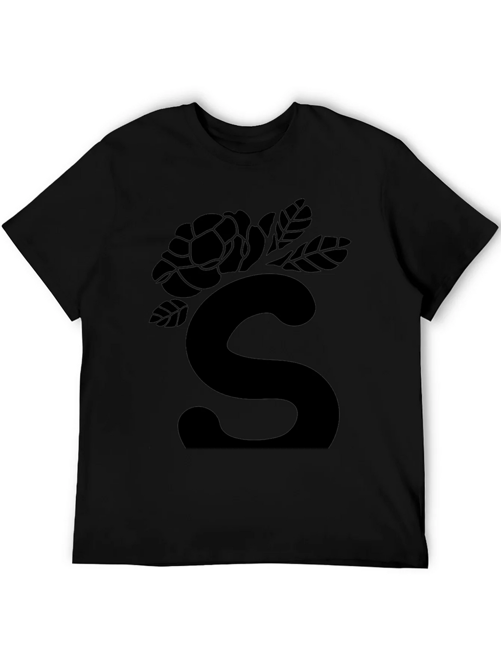 Elegant Black Floral S Initial T-Shirt product image 5