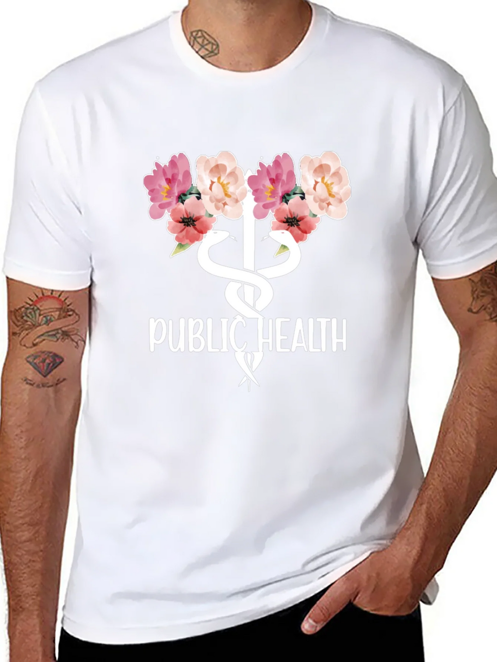 Public Health Floral Caduceus T-Shirt product image 7