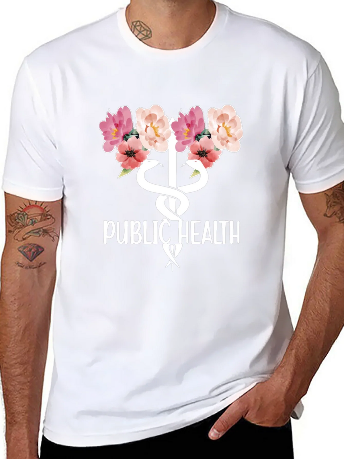 Public Health Floral Caduceus T-Shirt product image 7
