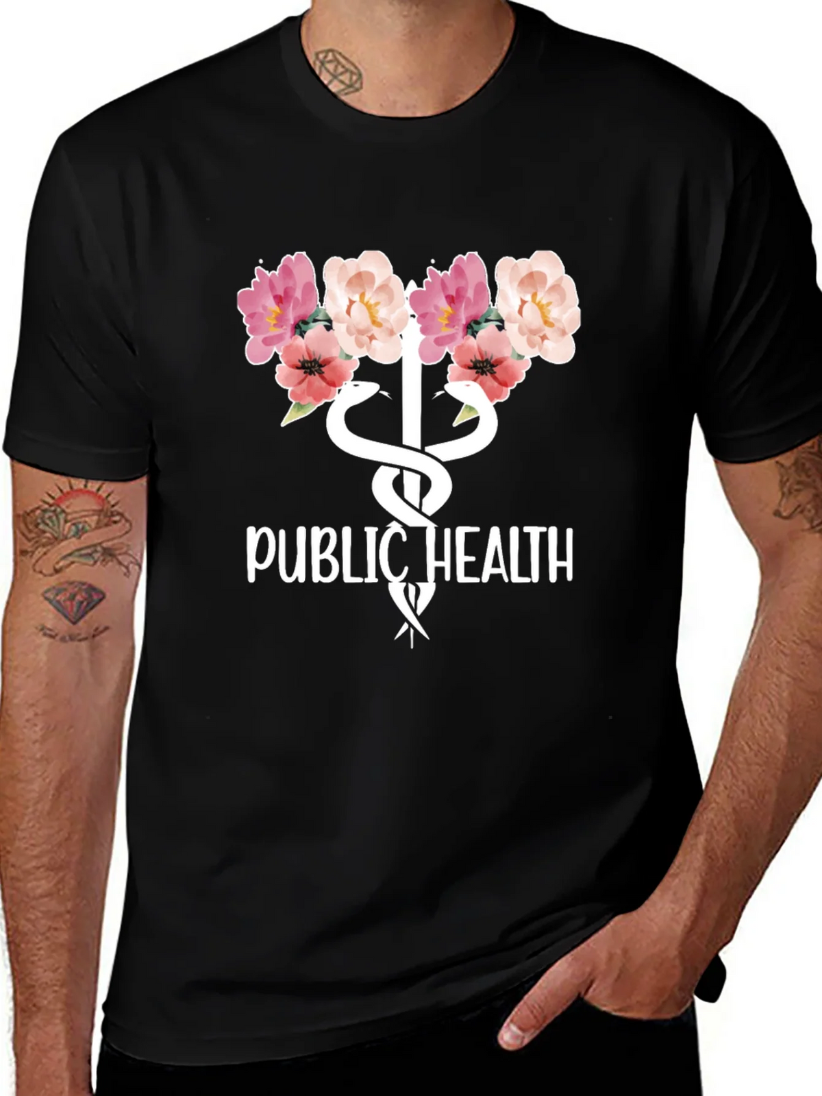 Public Health Floral Caduceus T-Shirt product image 1
