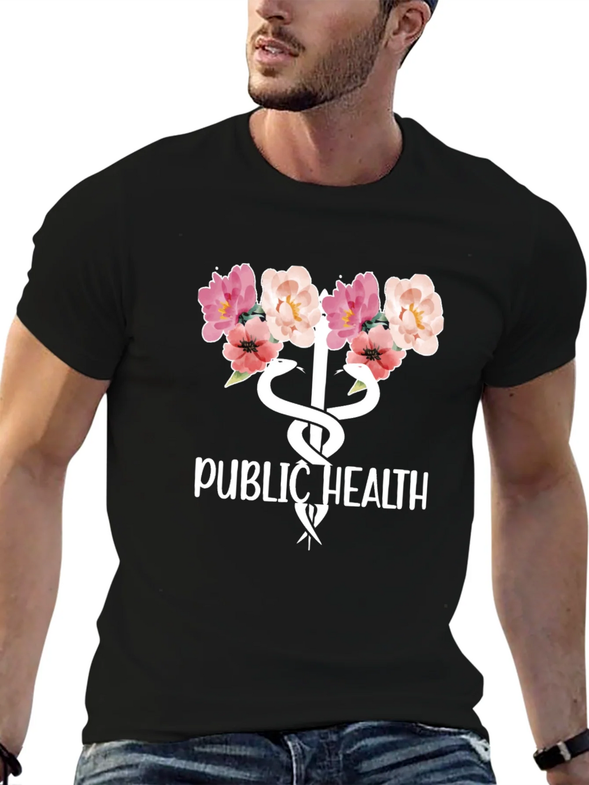 Public Health Floral Caduceus T-Shirt product image 6
