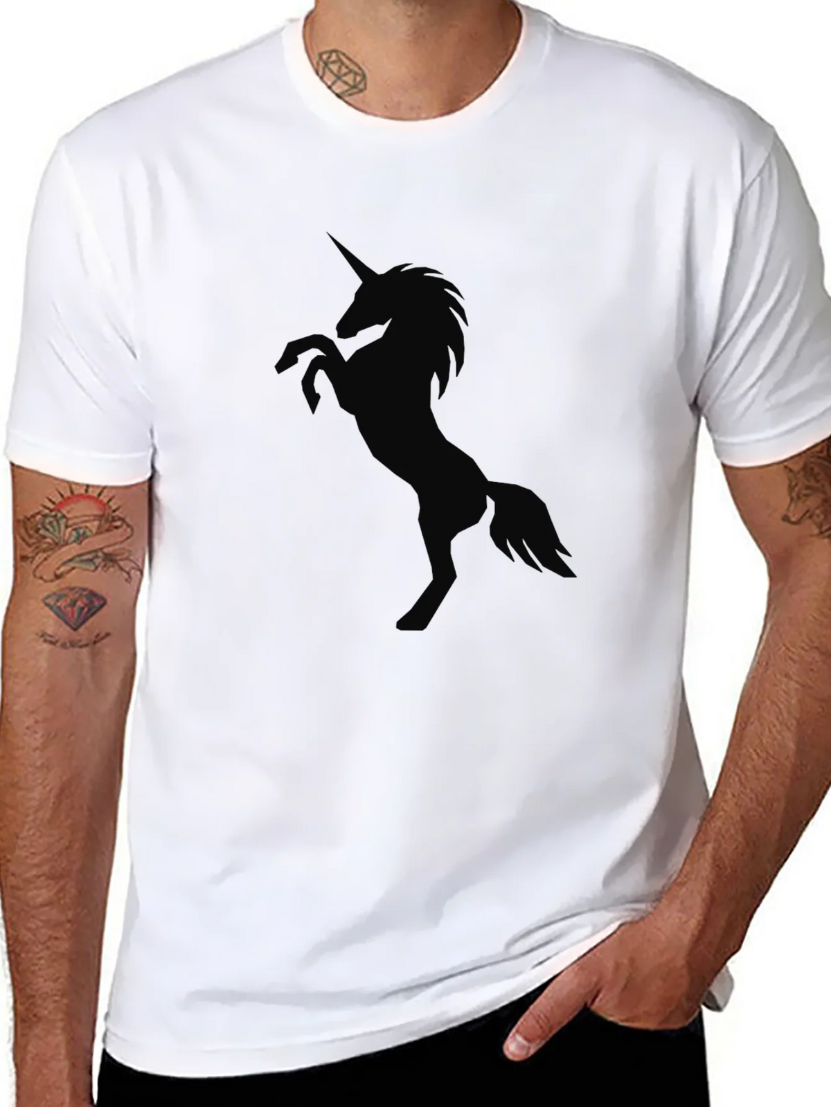 Mens Black Unicorn Graphic T-Shirt product image 7