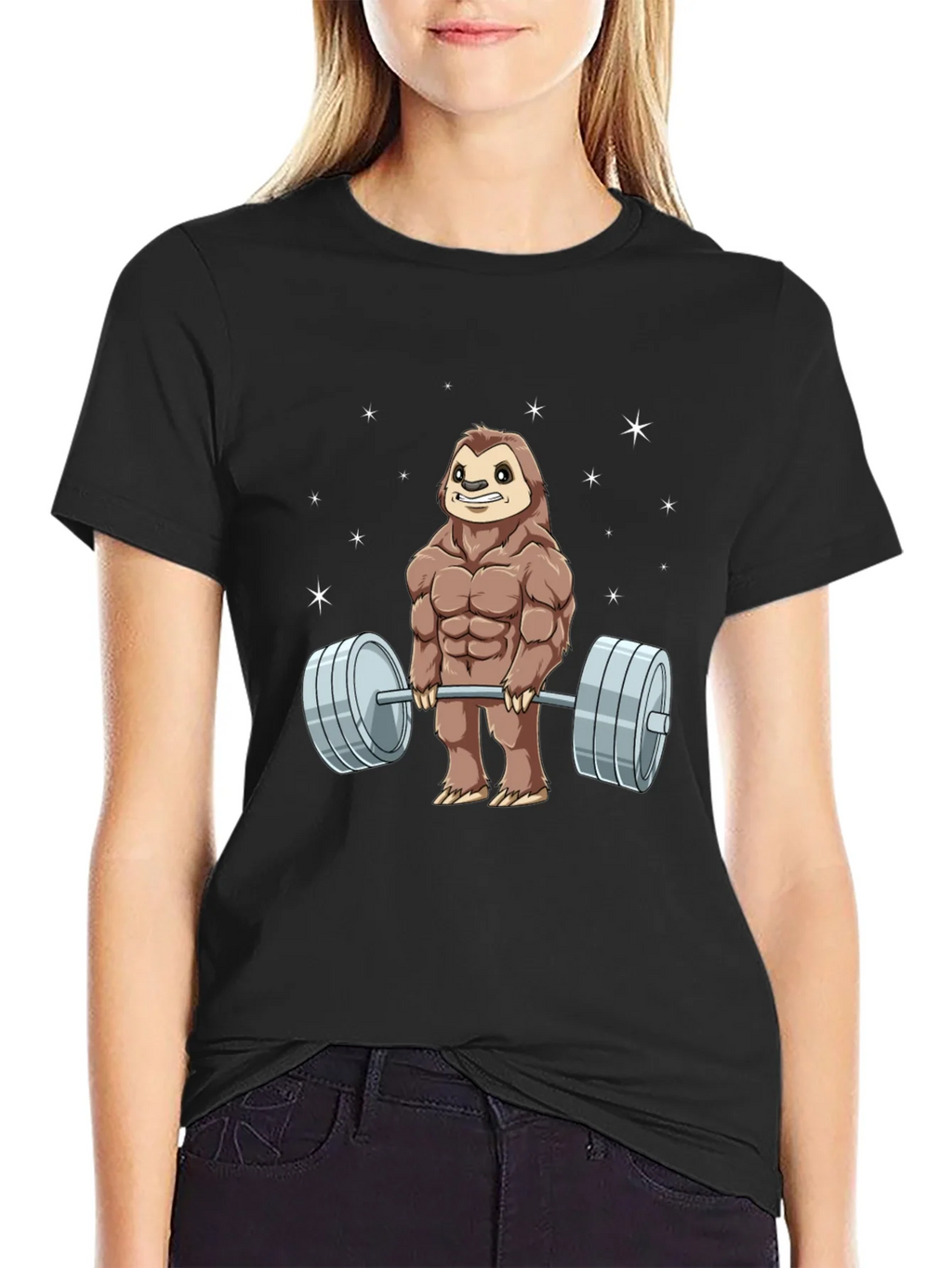 Weightlifting Sloth Graphic T-Shirt product image 2