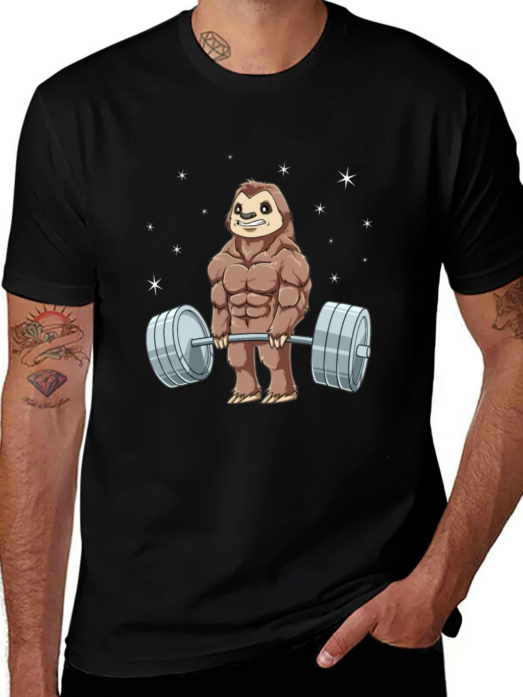 Weightlifting Sloth Graphic T-Shirt product image 1