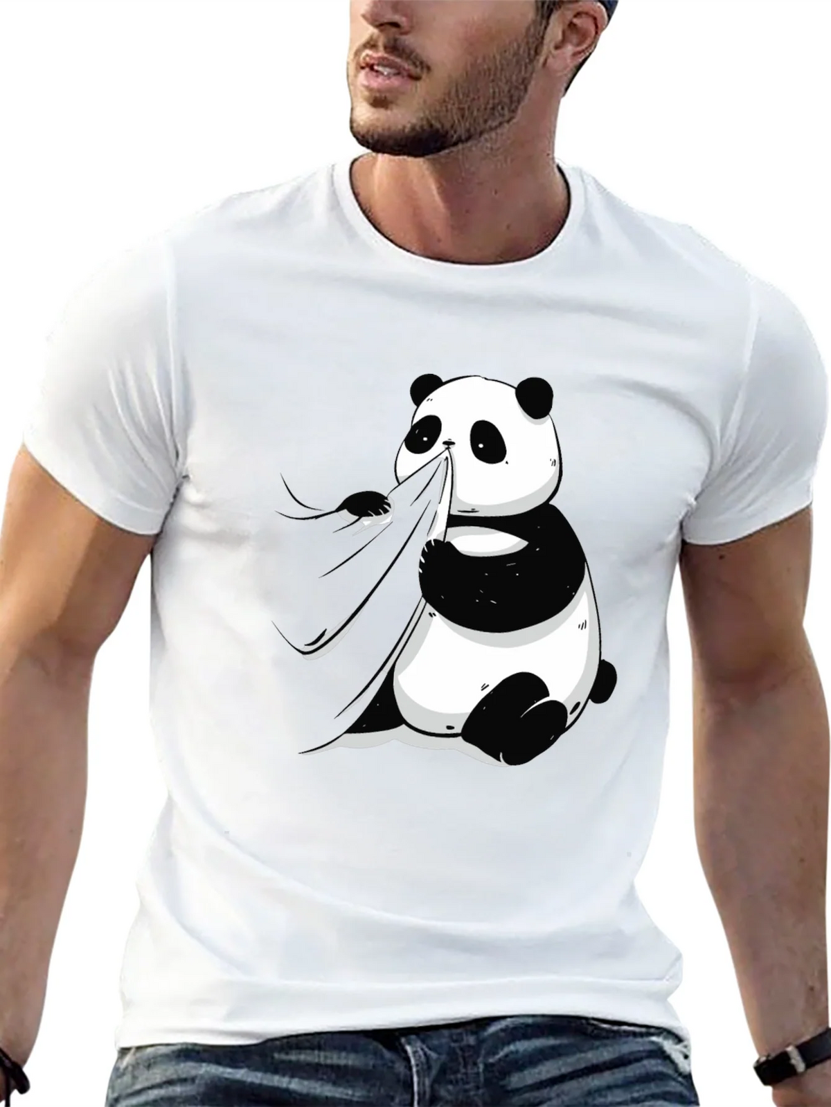 Panda Eating Bamboo Graphic Tee - Mens Black T-Shirt product image 12