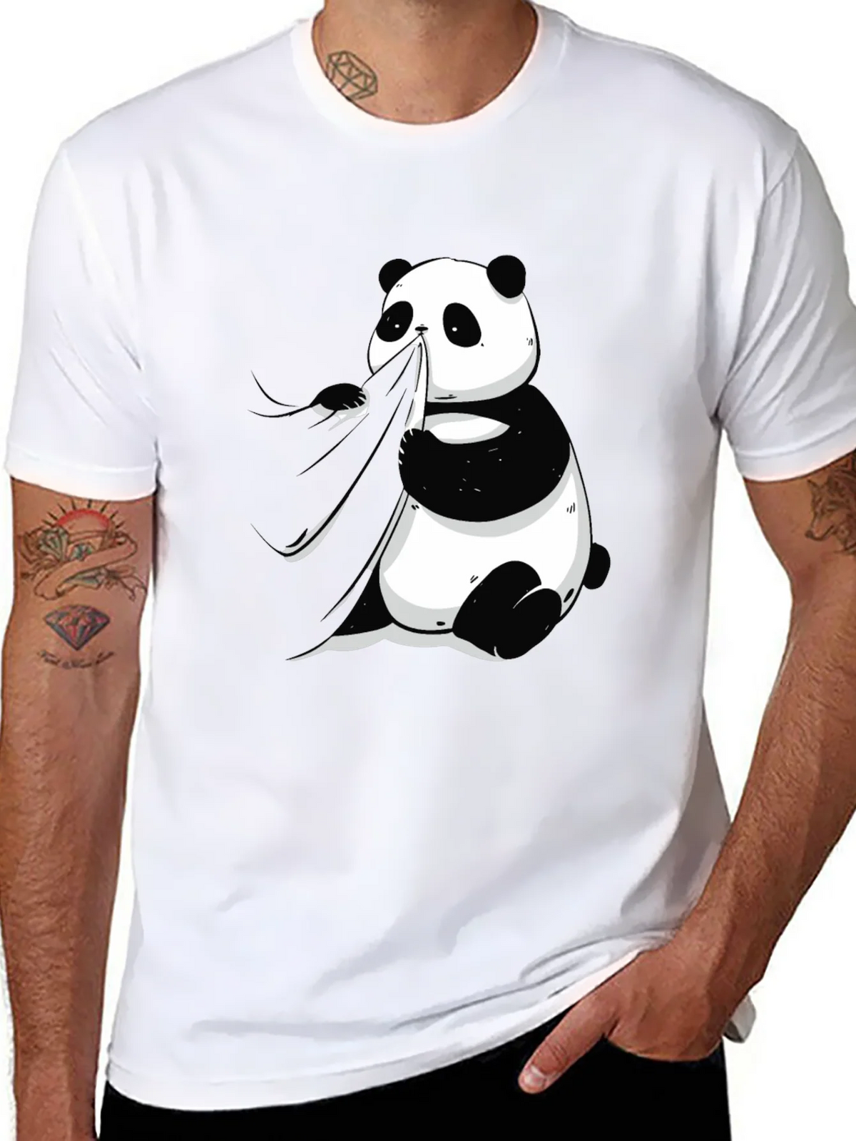 Panda Eating Bamboo Graphic Tee - Mens Black T-Shirt product image 7