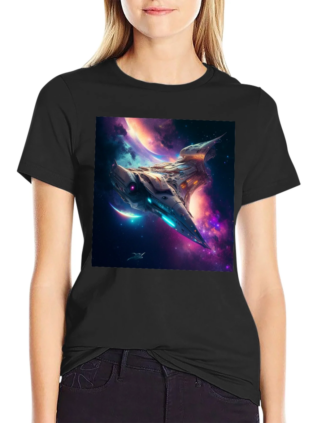 Sci-Fi Spaceship Galaxy T-Shirt product image 1