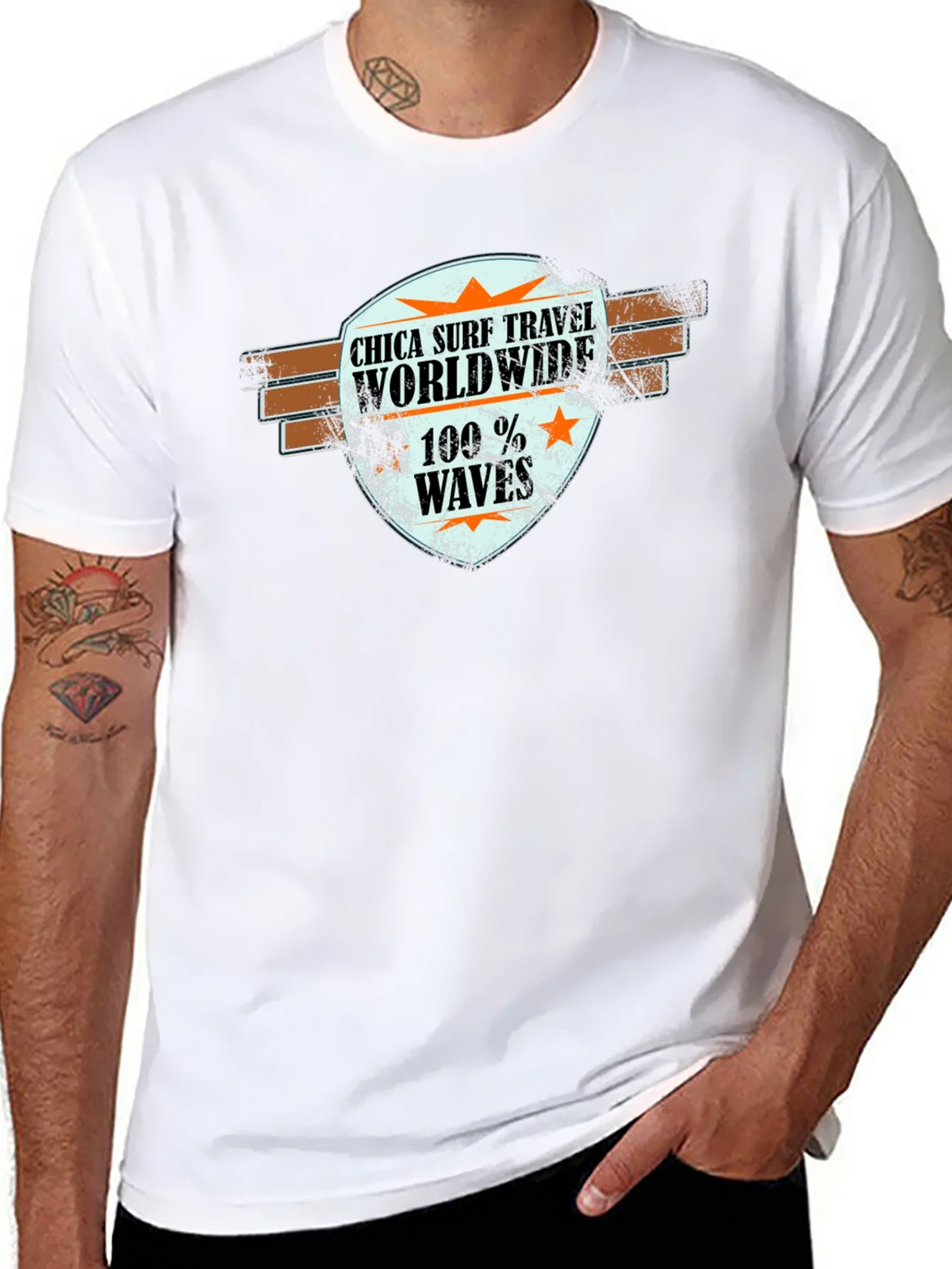 Chica Surf Travel Worldwide Black T-Shirt product image 7