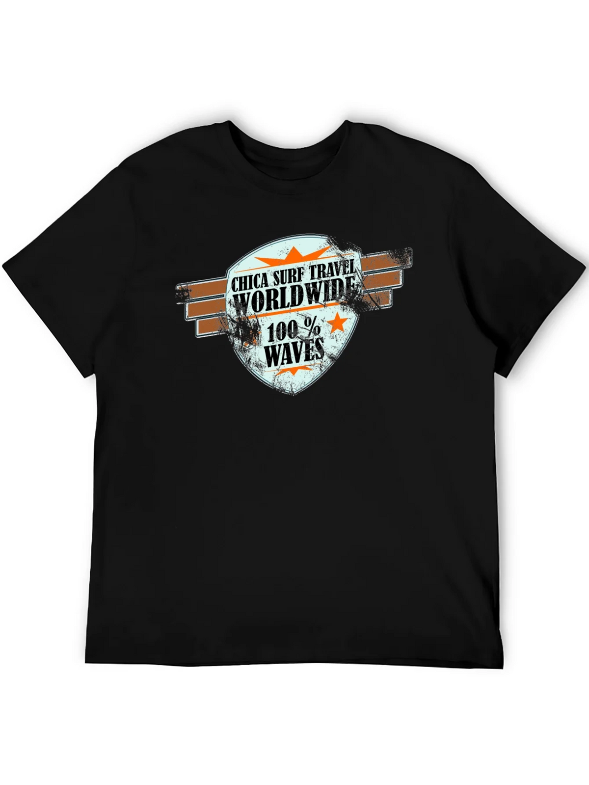 Chica Surf Travel Worldwide Black T-Shirt product image 5