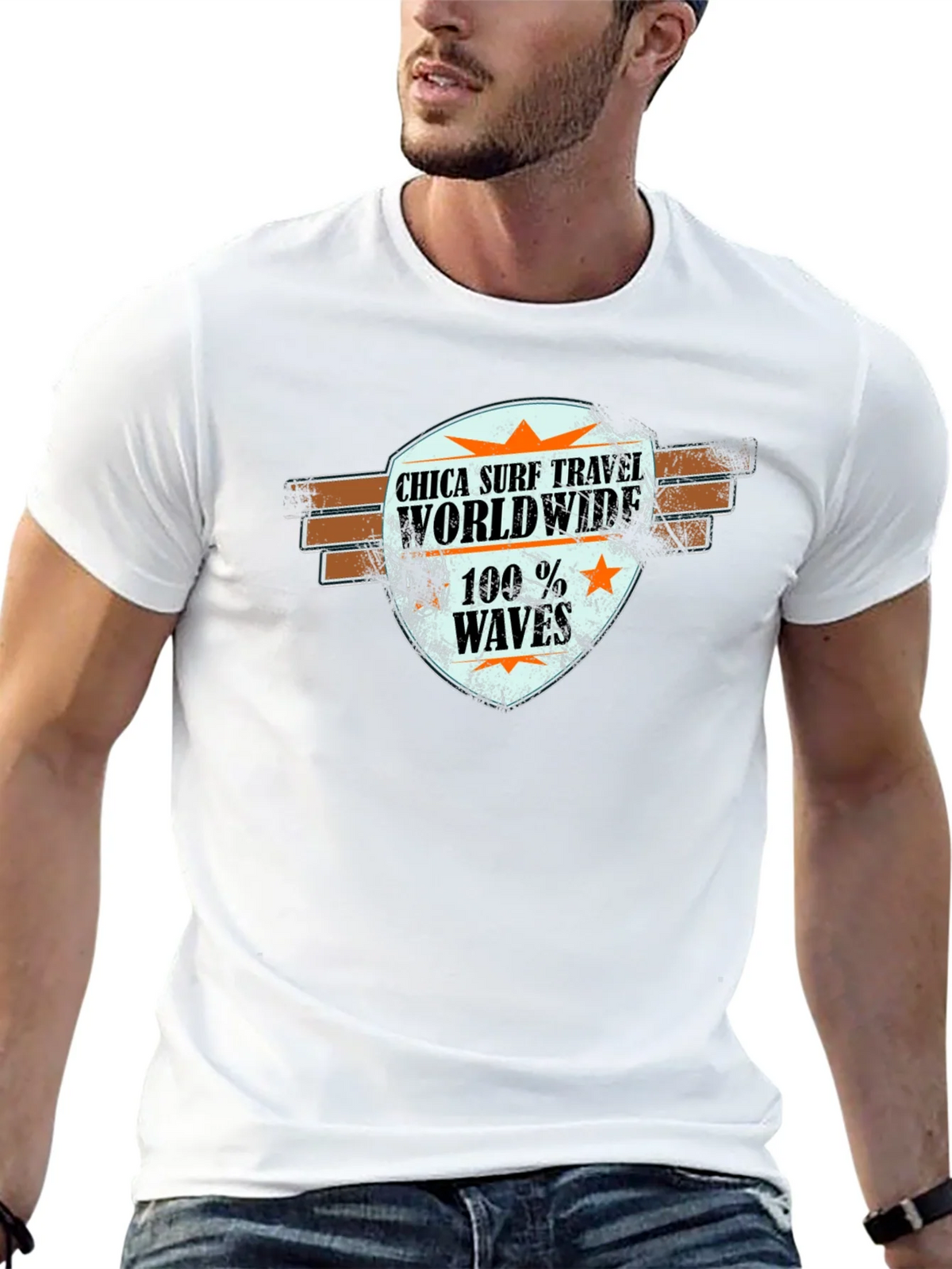 Chica Surf Travel Worldwide Black T-Shirt product image 12