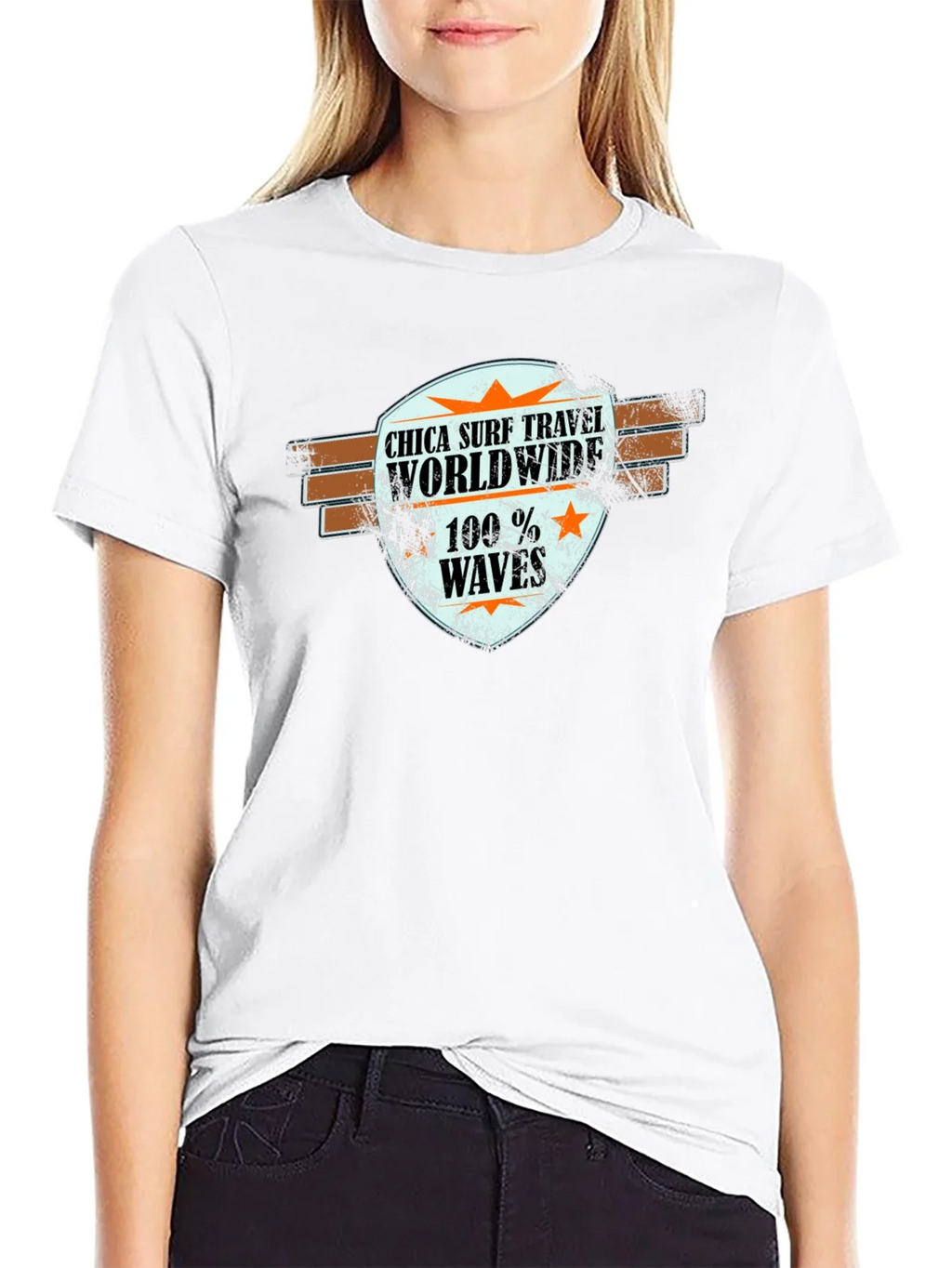 Chica Surf Travel Worldwide Black T-Shirt product image 8