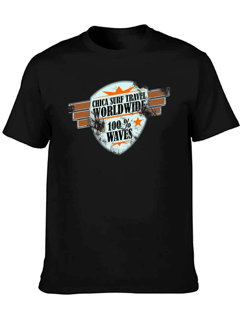 Chica Surf Travel Worldwide Black T-Shirt product image 3
