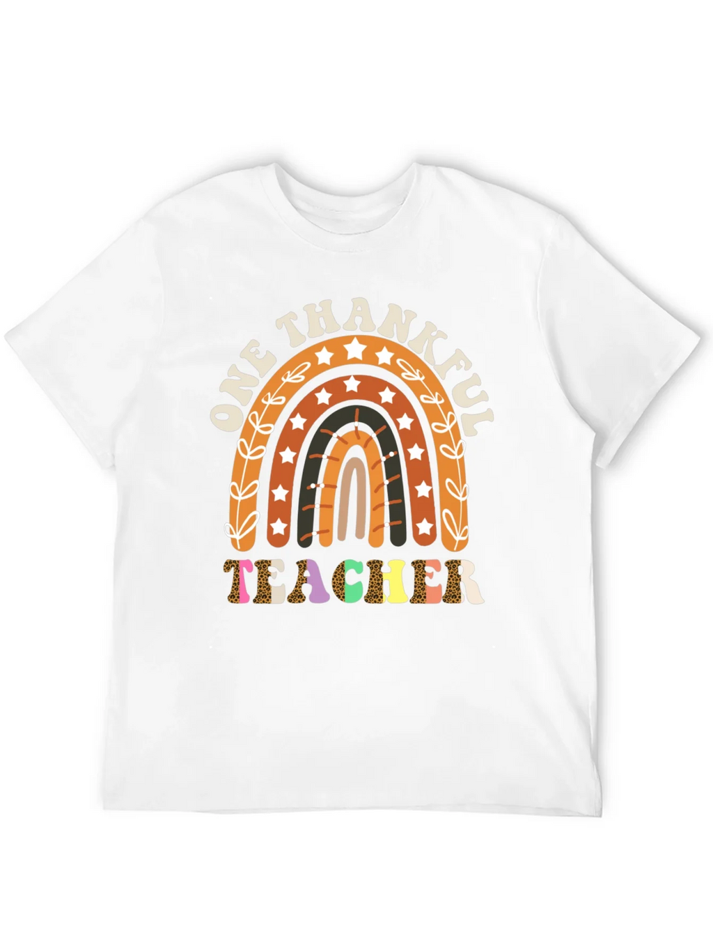 One Thankful Teacher T-Shirt Fall Rainbow Tee product image 11