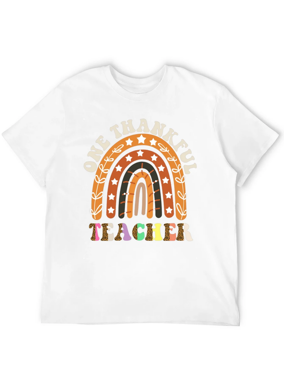 One Thankful Teacher T-Shirt Fall Rainbow Tee product image 11
