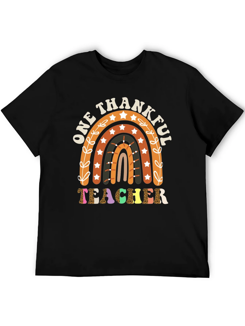 One Thankful Teacher T-Shirt Fall Rainbow Tee product image 5
