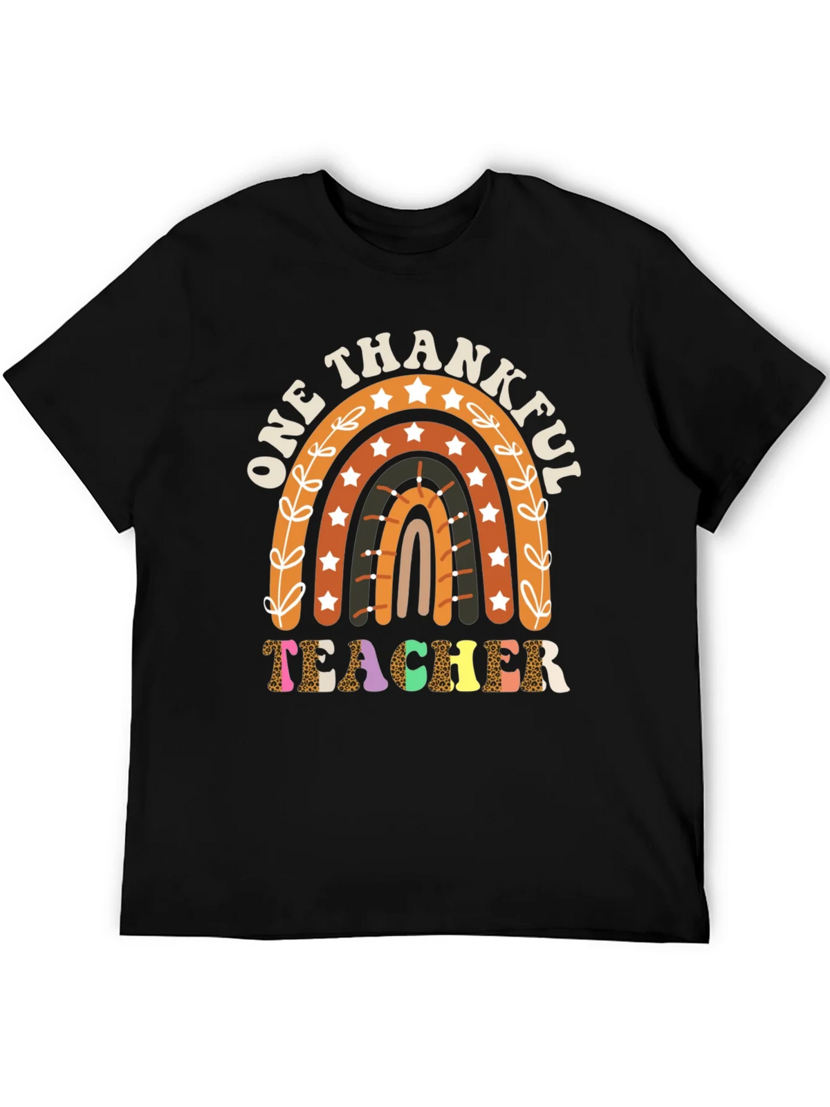 One Thankful Teacher T-Shirt Fall Rainbow Tee product image 5