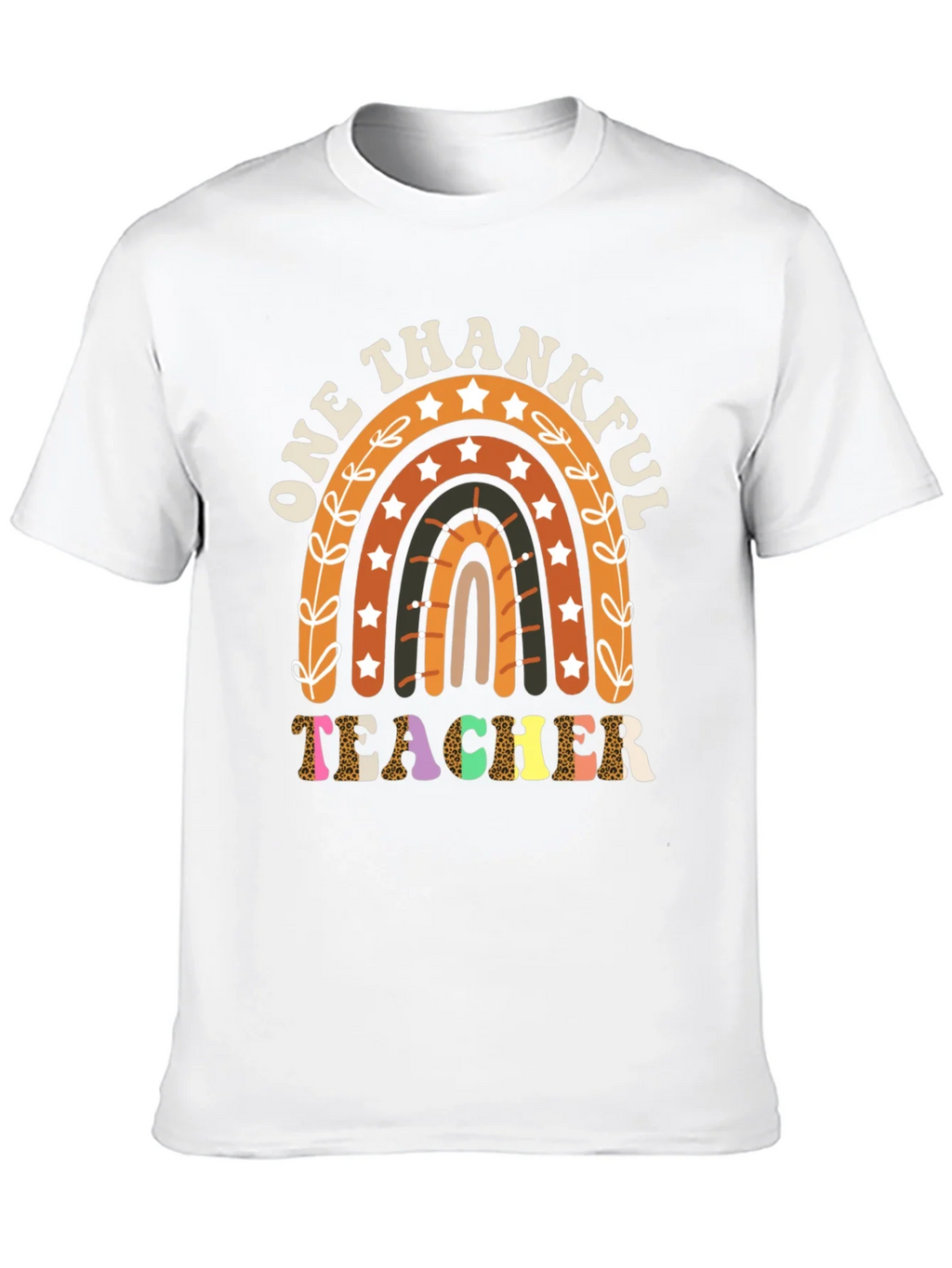 One Thankful Teacher T-Shirt Fall Rainbow Tee product image 9