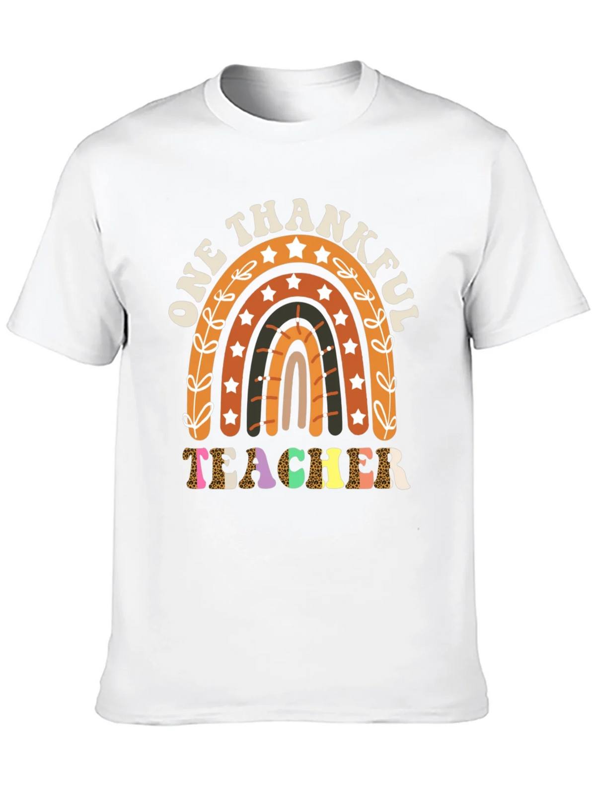One Thankful Teacher T-Shirt Fall Rainbow Tee product image 9